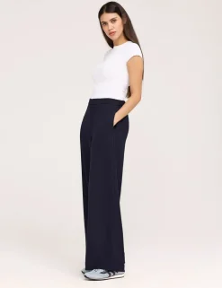 Twill Elasticated Waist Wide Leg Trousers