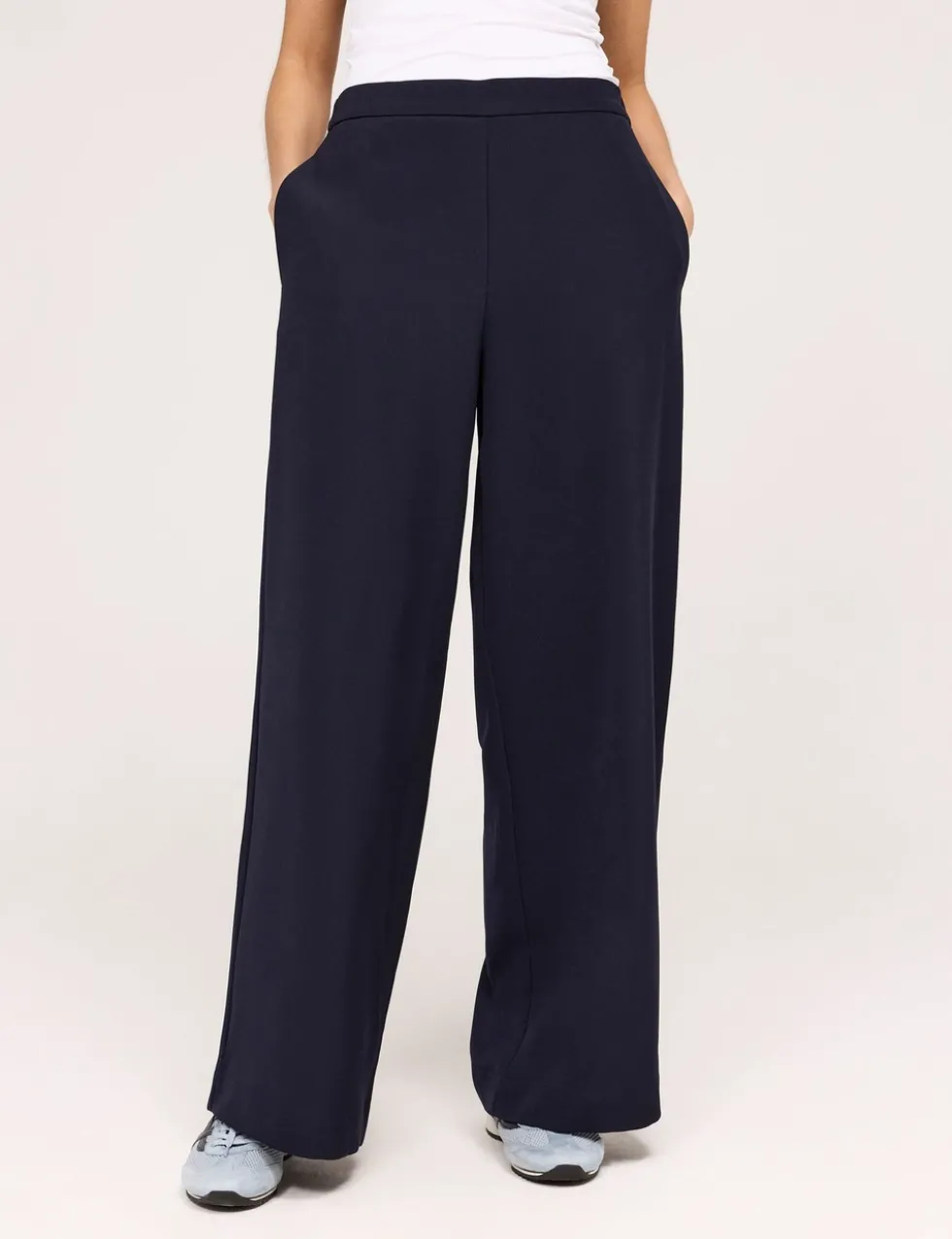 Twill Elasticated Waist Wide Leg Trousers