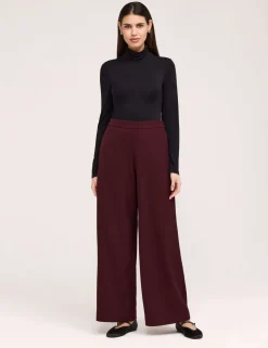 Twill Elasticated Waist Wide Leg Trousers
