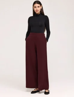 Twill Elasticated Waist Wide Leg Trousers