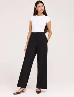 Twill Elasticated Waist Wide Leg Trousers