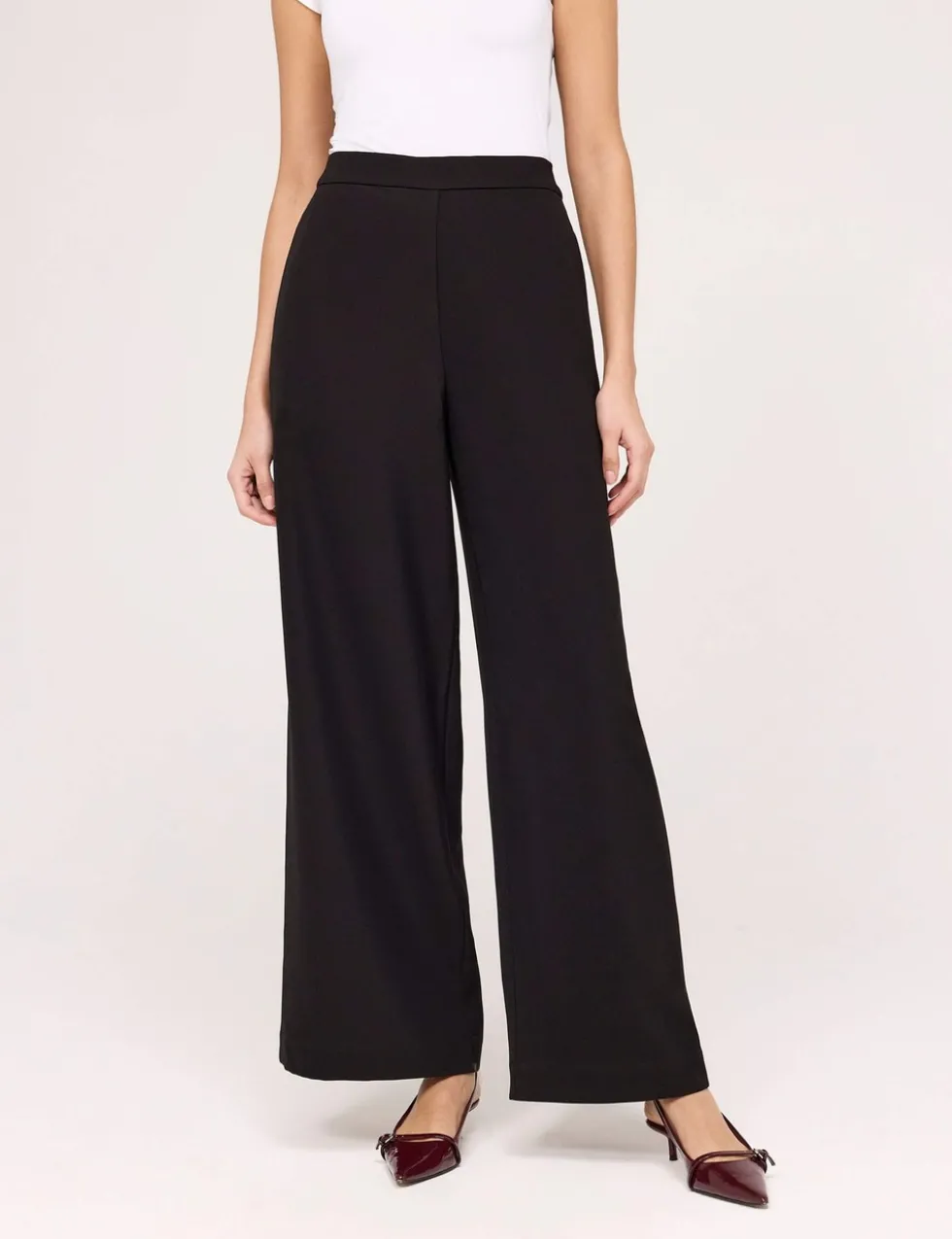 Twill Elasticated Waist Wide Leg Trousers