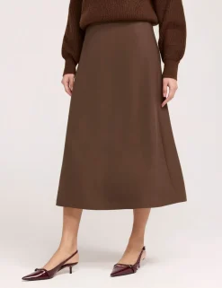 Twill Midi A-Line Skirt