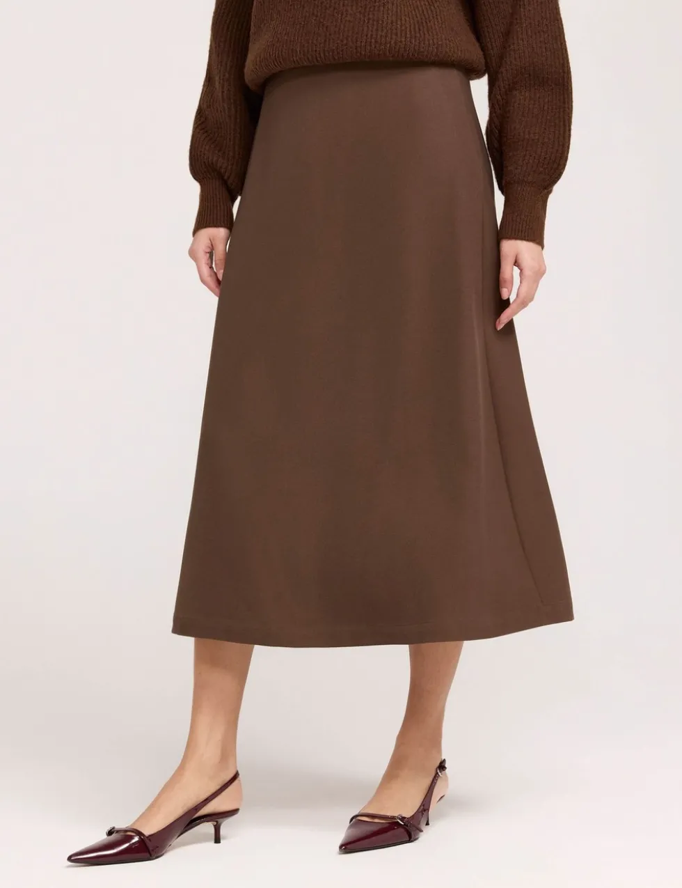 Twill Midi A-Line Skirt