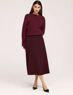 Twill Midi A-Line Skirt