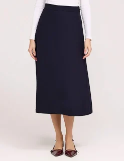 Twill Midi A-Line Skirt
