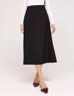 Twill Midi A-Line Skirt