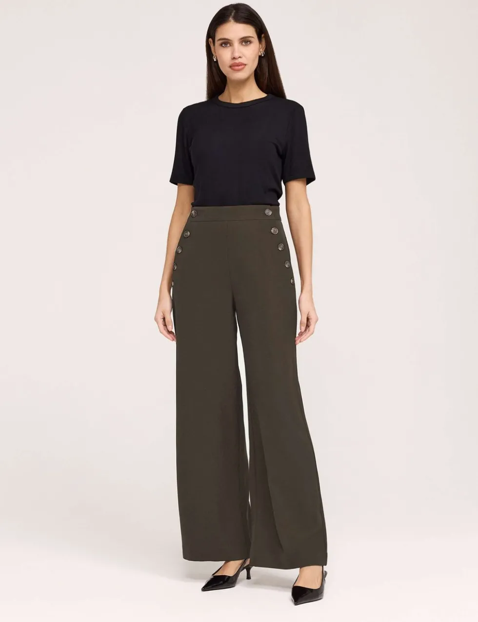 Twill Wide Leg Trousers