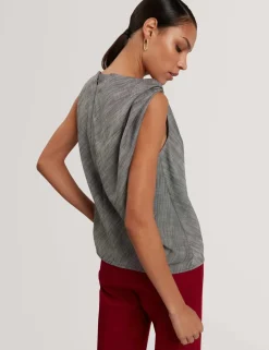 Twist Detail Cowl Neck Top