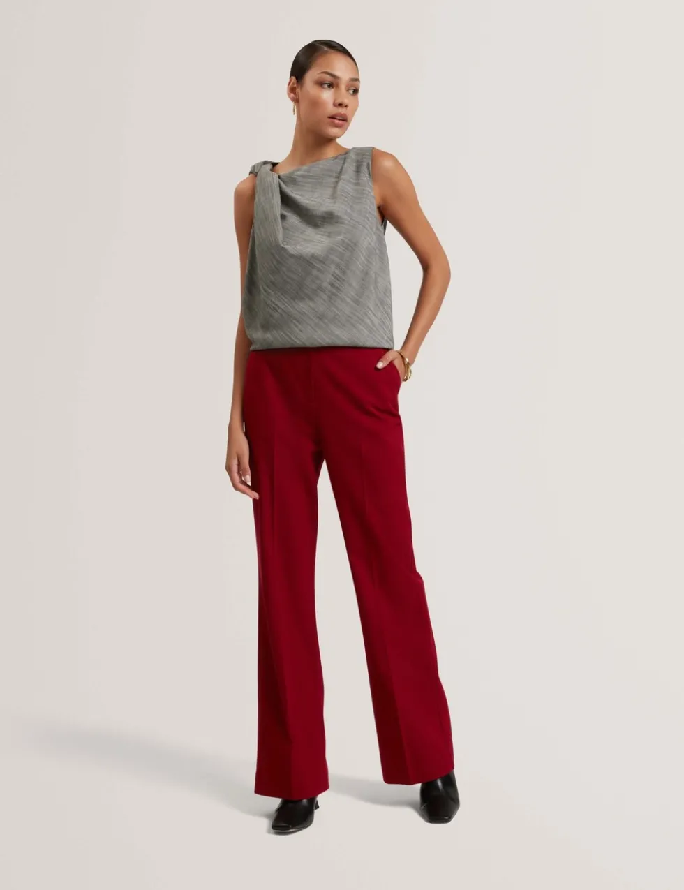 Twist Detail Cowl Neck Top