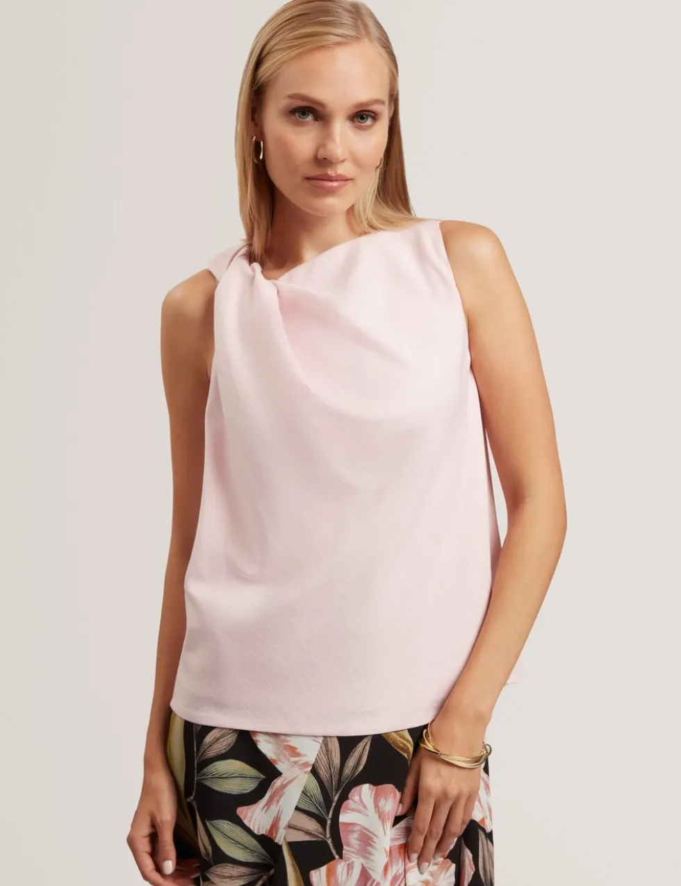 Twist Detail Cowl Neck Top