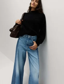 Two Toned Slouchy Wide Leg Jeans