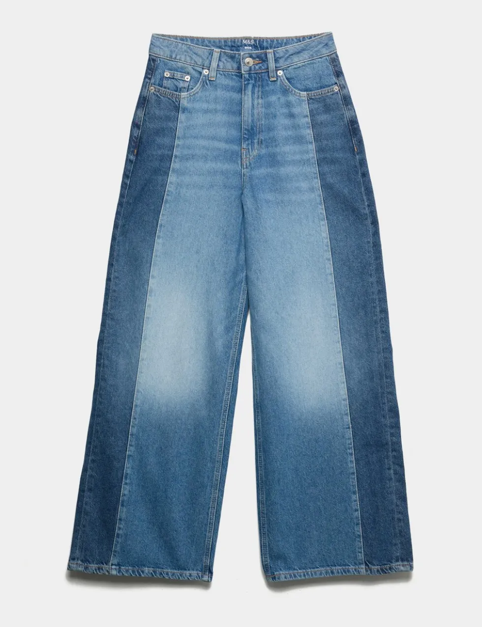 Two Toned Slouchy Wide Leg Jeans