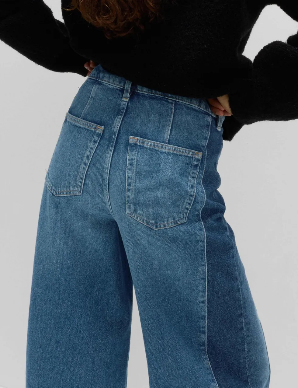 Two Toned Slouchy Wide Leg Jeans
