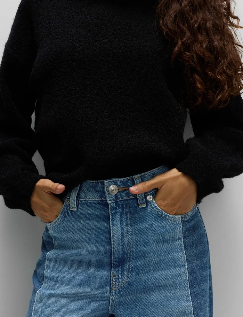 Two Toned Slouchy Wide Leg Jeans