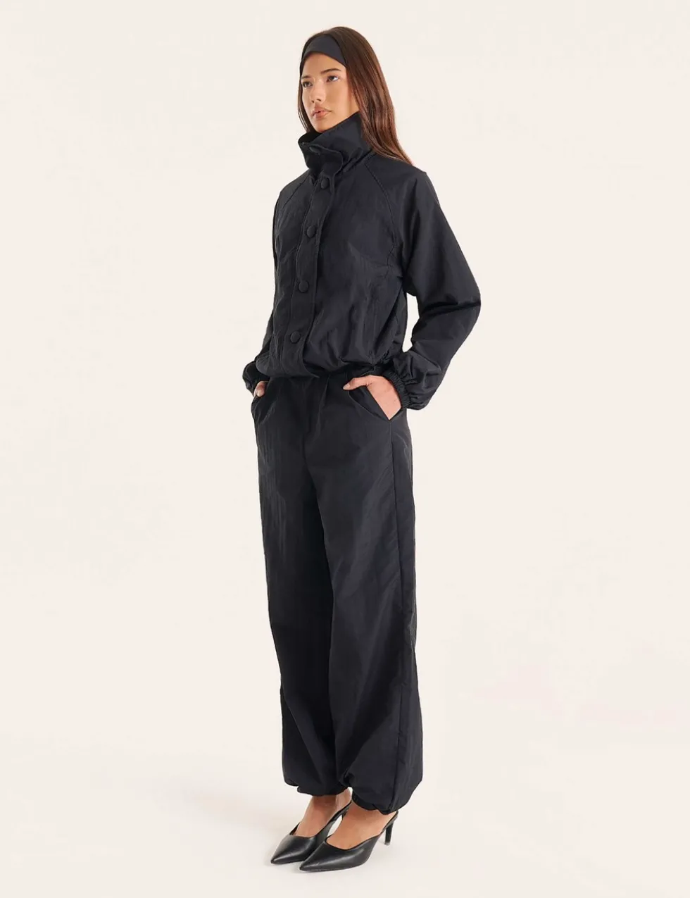 Tyla Elasticated Waist Barrel Leg Trousers