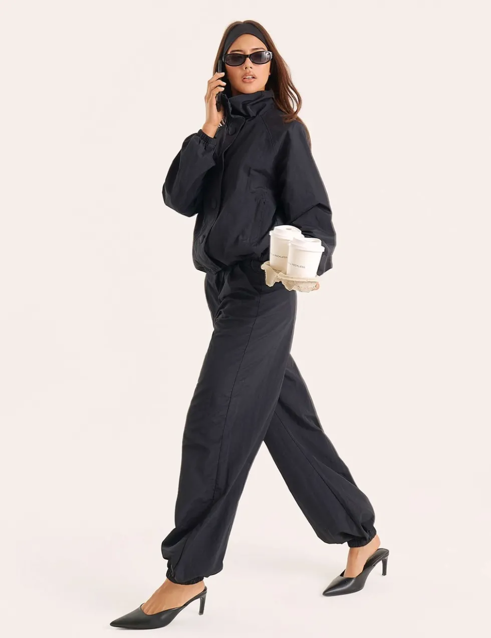 Tyla Elasticated Waist Barrel Leg Trousers