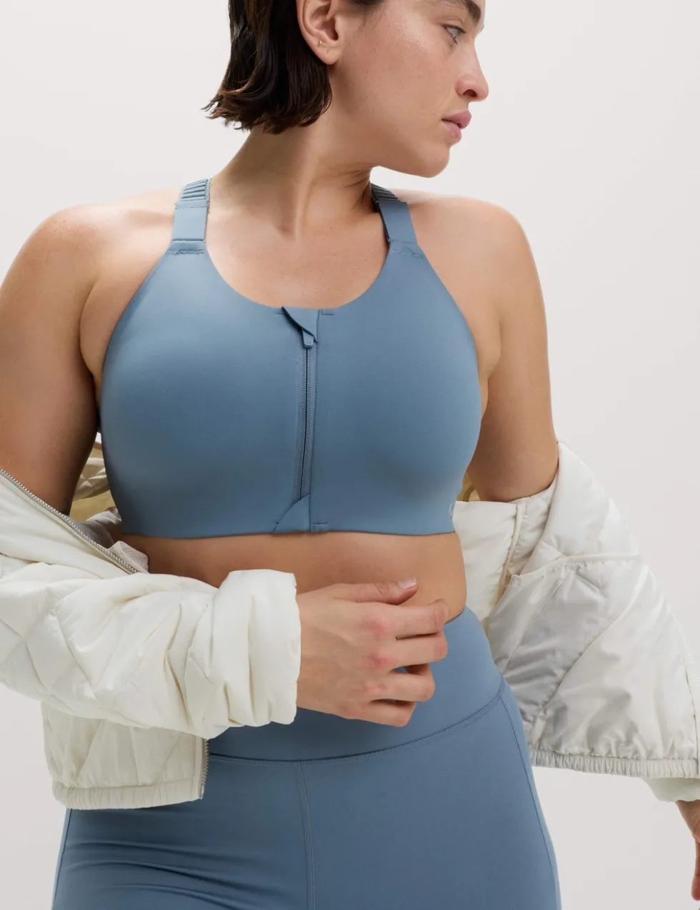 Ultimate Support Zip Up Non Wired Sports Bra (A-GG)