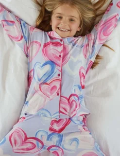 Valentines Cotton Blend Heart Print Pyjamas (2-13 Yrs)