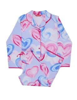 Valentines Cotton Blend Heart Print Pyjamas (2-13 Yrs)