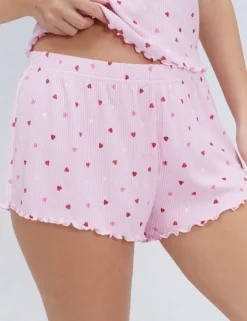 Valentines Ribbed Heart Print Shortie Set