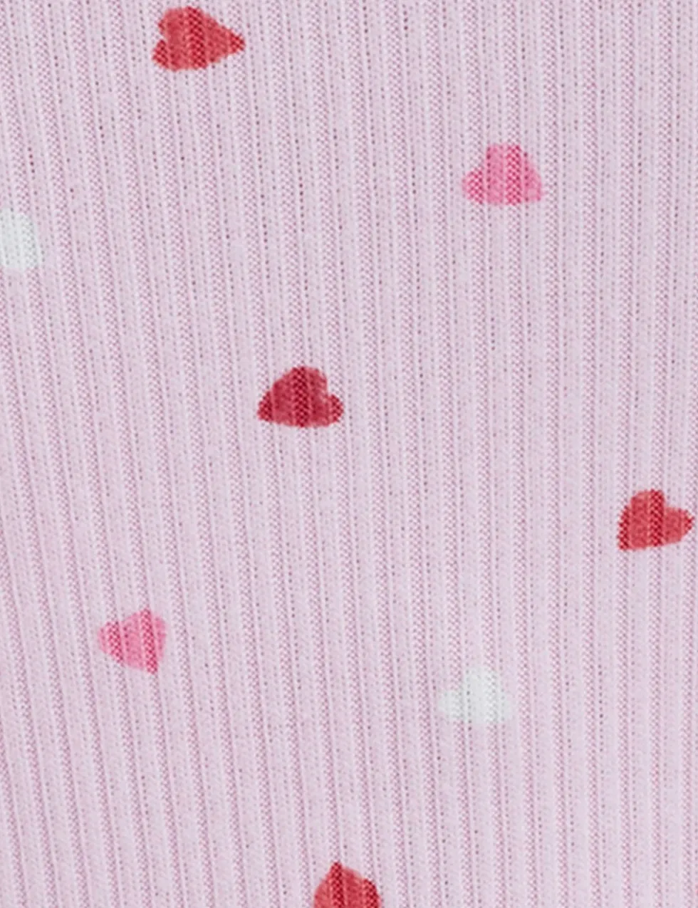 Valentines Ribbed Heart Print Shortie Set