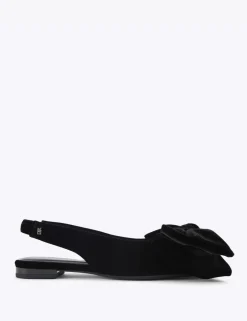 Velvet Bow Flat Pointed Mules
