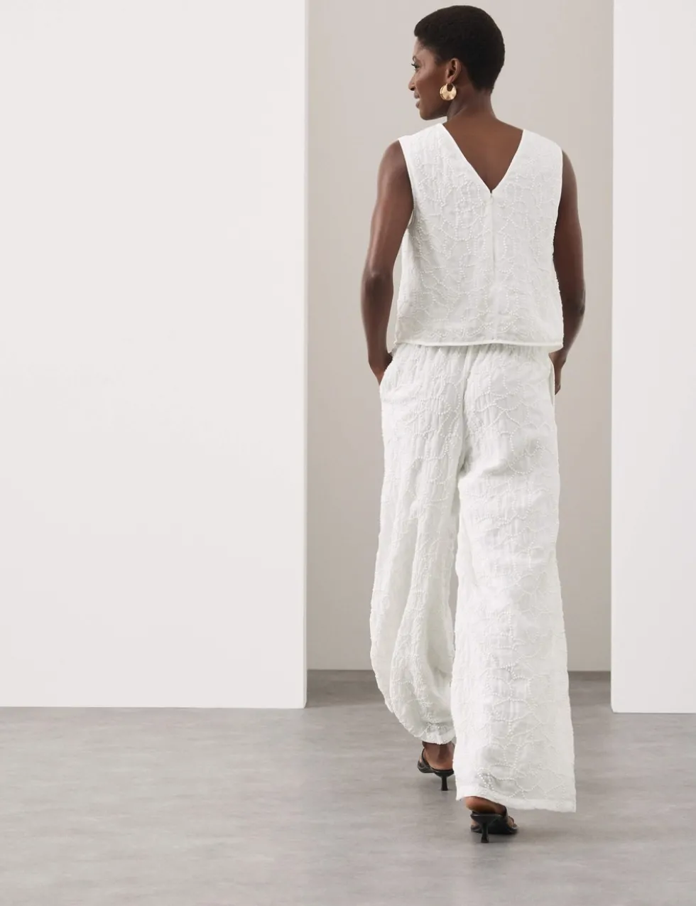 Viscose Rich Embroidered Shell Top