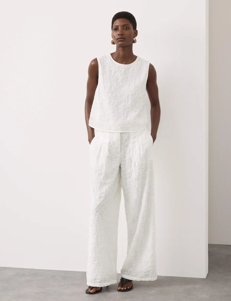 Viscose Rich Embroidered Shell Top