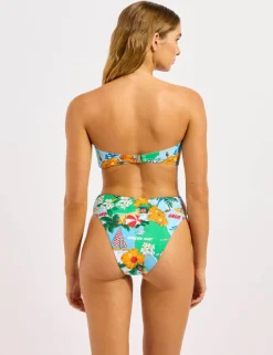 Viva Vacation Printed Bandeau Bikini Top