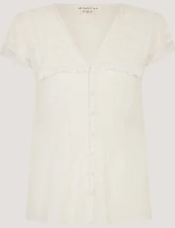 V-Neck Blouse with Linen