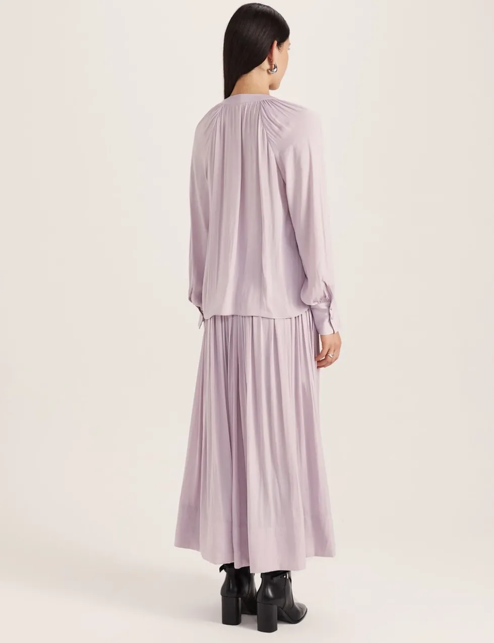 V-Neck Blouson Sleeve Blouse