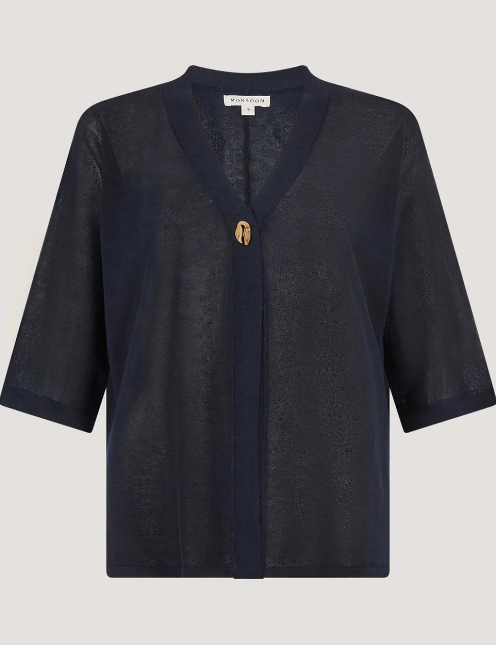 V-Neck Button Detail Short Sleeve Cardigan