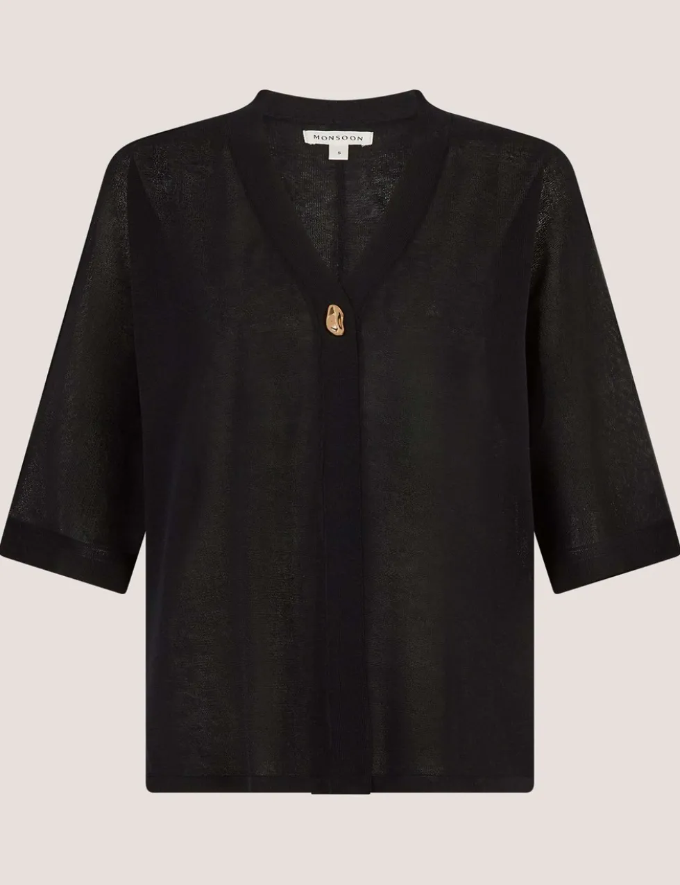 V-Neck Button Detail Short Sleeve Cardigan