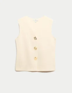 V-Neck Button Front Knitted Waistcoat