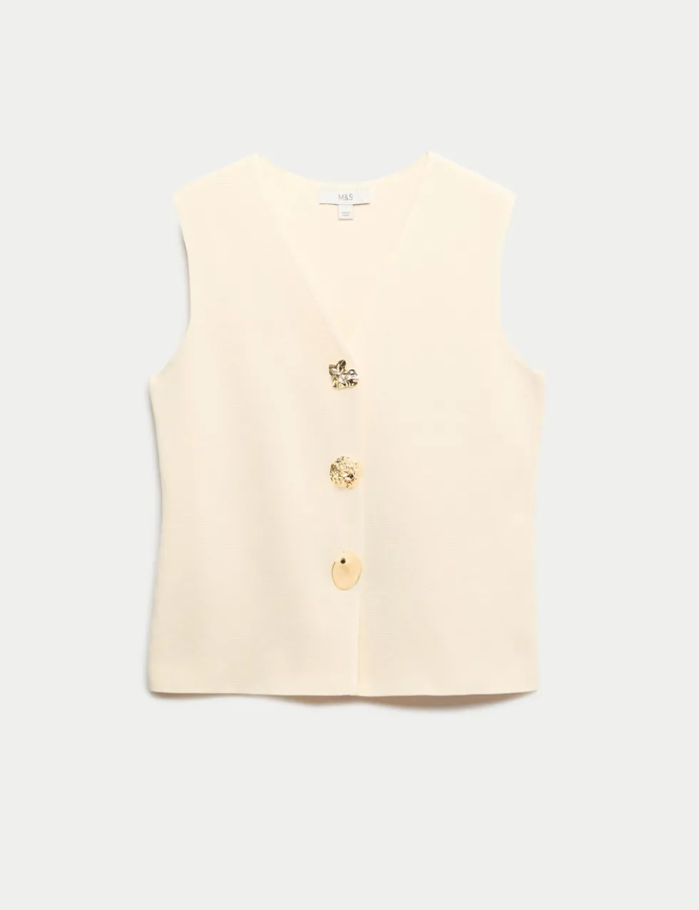 V-Neck Button Front Knitted Waistcoat