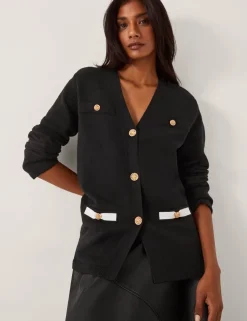 V-Neck Button Front Longline Cardigan