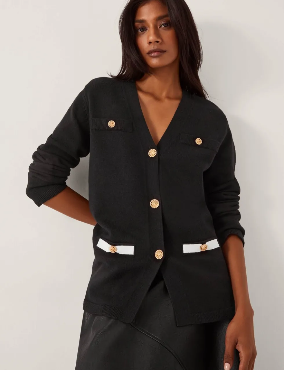 V-Neck Button Front Longline Cardigan