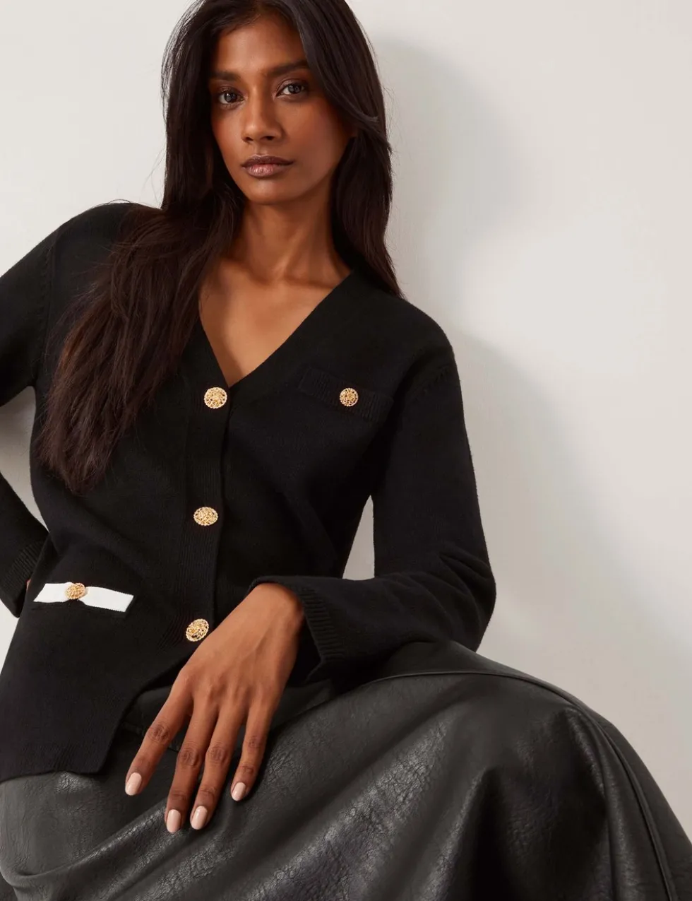 V-Neck Button Front Longline Cardigan