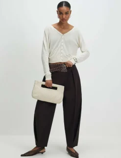 V-Neck Button Through Cardigan with Linen