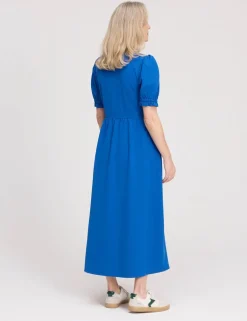V-Neck Button Through Midi Tea Dress