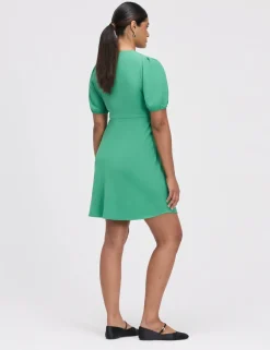 V-Neck Button Through Short Skater Dress