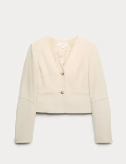 V-Neck Button Through Short Jacket