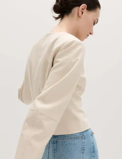 V-Neck Button Through Short Jacket
