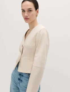 V-Neck Button Through Short Jacket