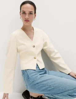 V-Neck Button Through Short Jacket