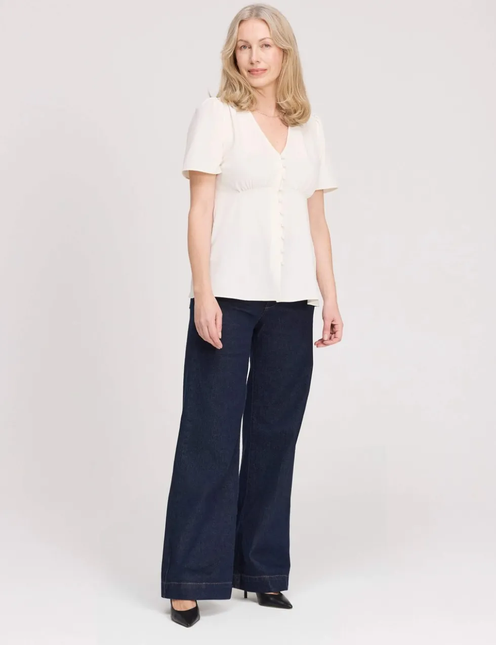 V-Neck Button-Through Top