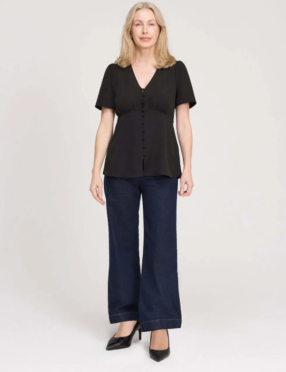 V-Neck Button-Through Top