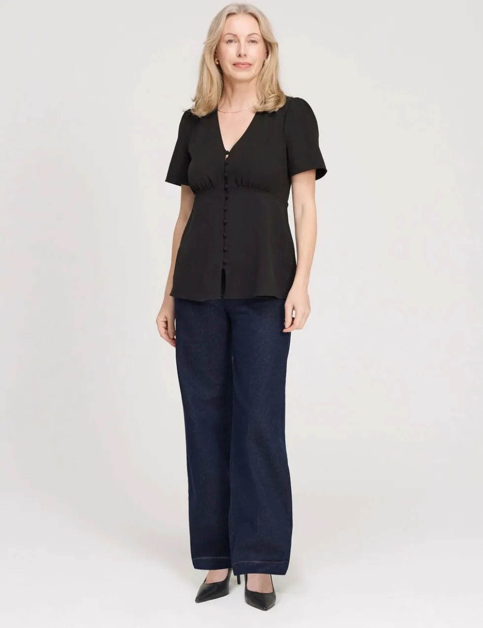 V-Neck Button-Through Top