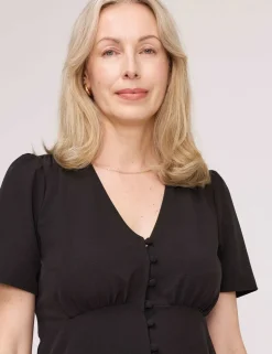 V-Neck Button-Through Top
